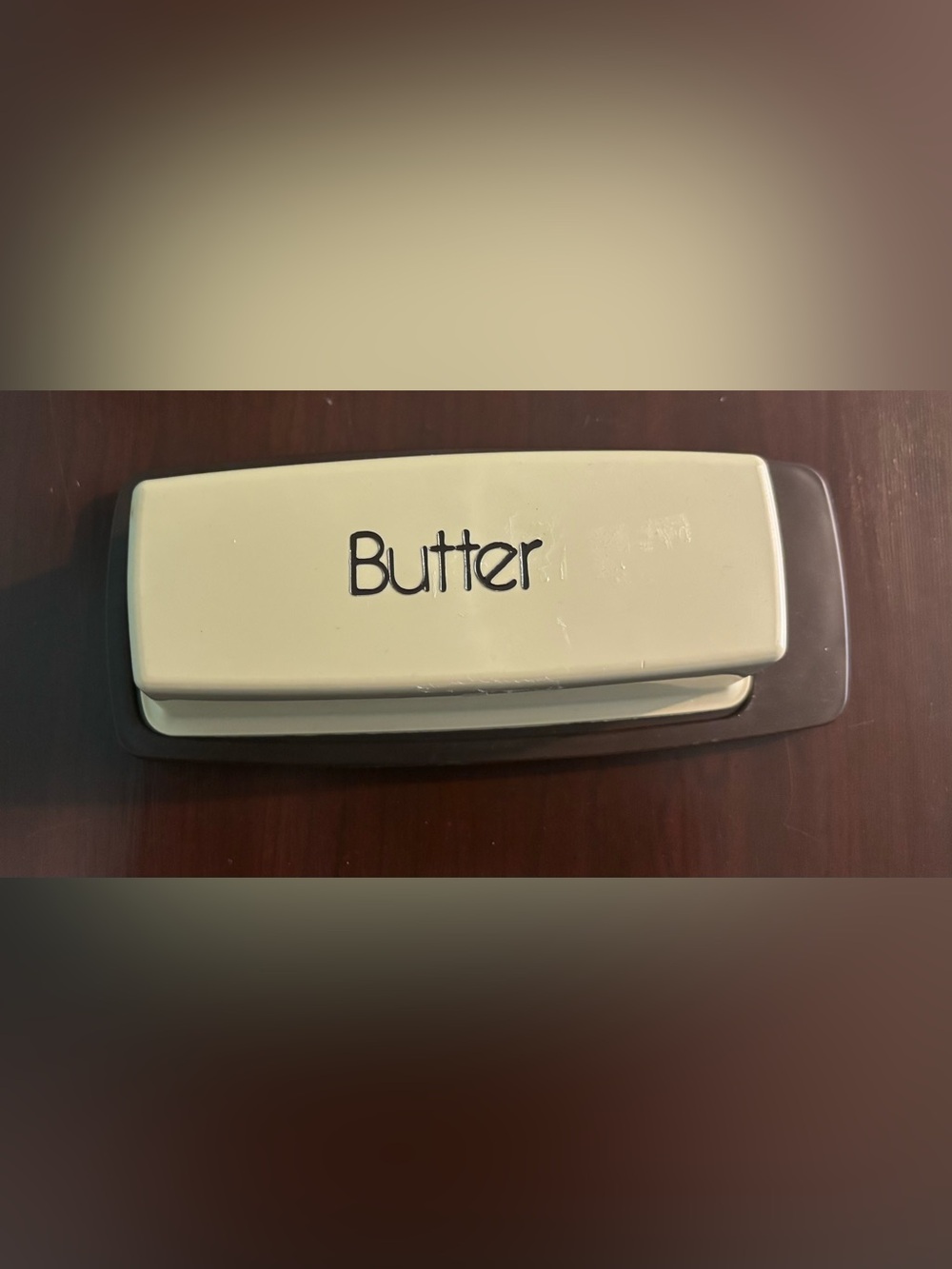 Vintage Beige Brown MCM Butter‎ Dish (Perfect) Salt & Pepper (Broken tops) Set